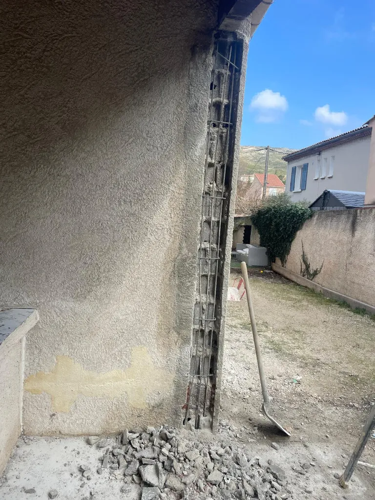 Reprise des murs de refend et renforcement structurel d’une maison des années 90 au Rove (13)