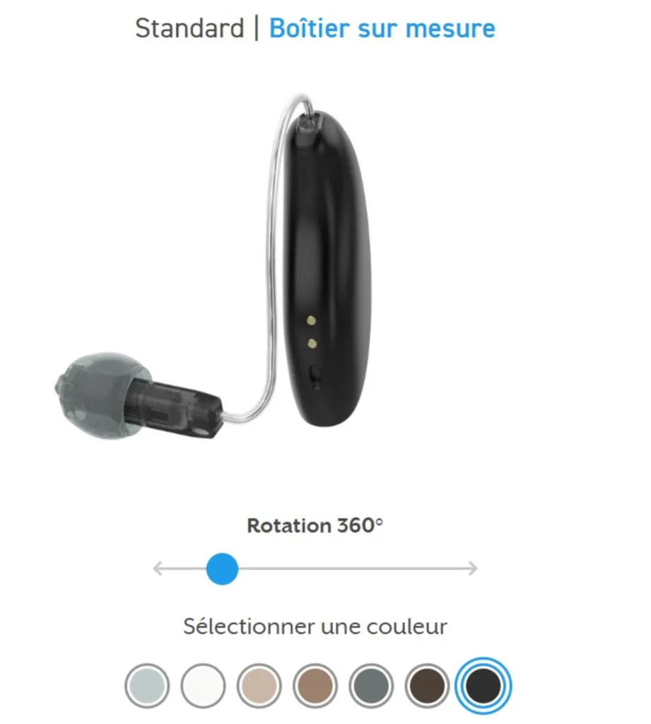 RIC RT Omega AI (rechargeable avec bobine T): Appareil auditif rechargeable Starkey avec IA anti acouphènes, disponible proche de Lyon