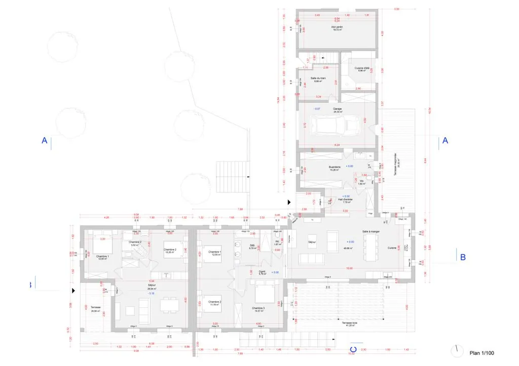 Plan RDC maison individuelle à Saint-Estève