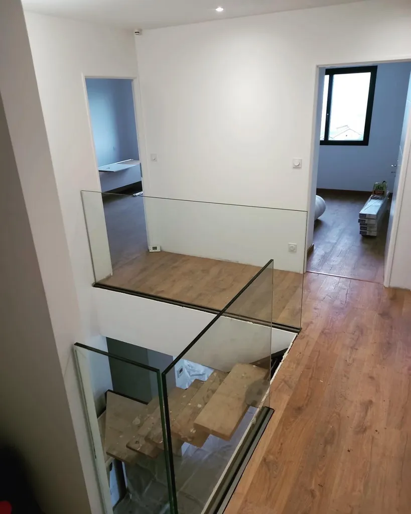 pose d'un garde corps en verre feuilleté 88-2 verre de sécurité, 