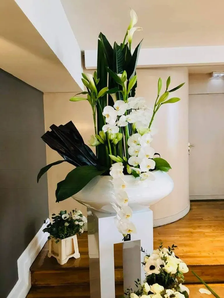 composition géante blanc et vert décoration
