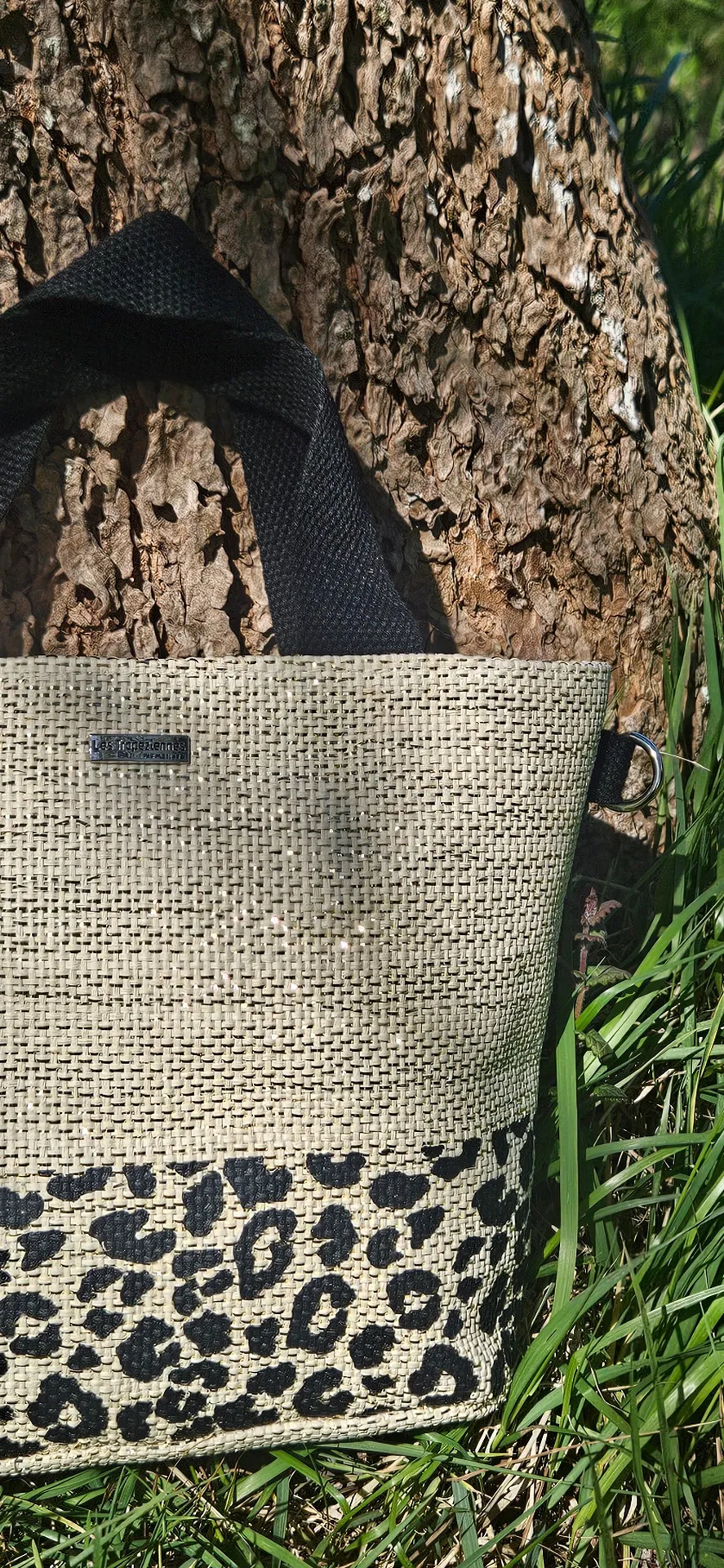 Sac Les Tropéziennes façon paille tressée beige/léopard chez Evasion à Eu