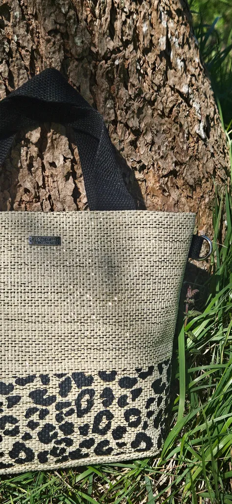 Sac Les Tropéziennes façon paille tressée beige/léopard chez Evasion à Eu