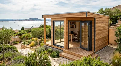 bureau de jardin en bois de 5x3m  à Loupian à côté du Bassin de Thau.