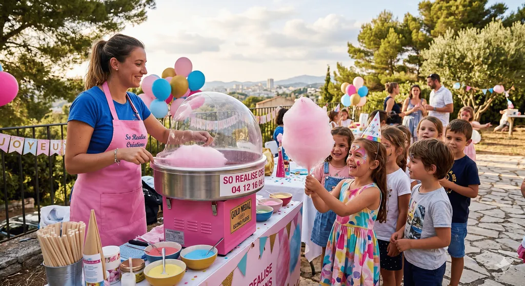 Commander une machine à barbe à papa pour un goûter d'anniversaire à Marseille et régaler les enfants avec des confiseries artisanales et sucrées