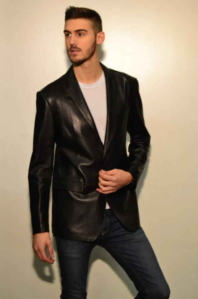 veste cuir noir Giovanni homme