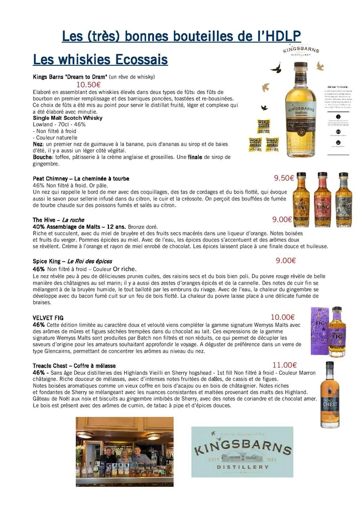 Nos Whiskys Wemiss Malt. La Table de l'HDLP est le restaurant de l'Hôtel De La Plage - HDLP à Bormes Les Mimosas,  La Favière, Var Proche du Lavandou, La Londe Colobrière. Entre Toulon et St Tropez.