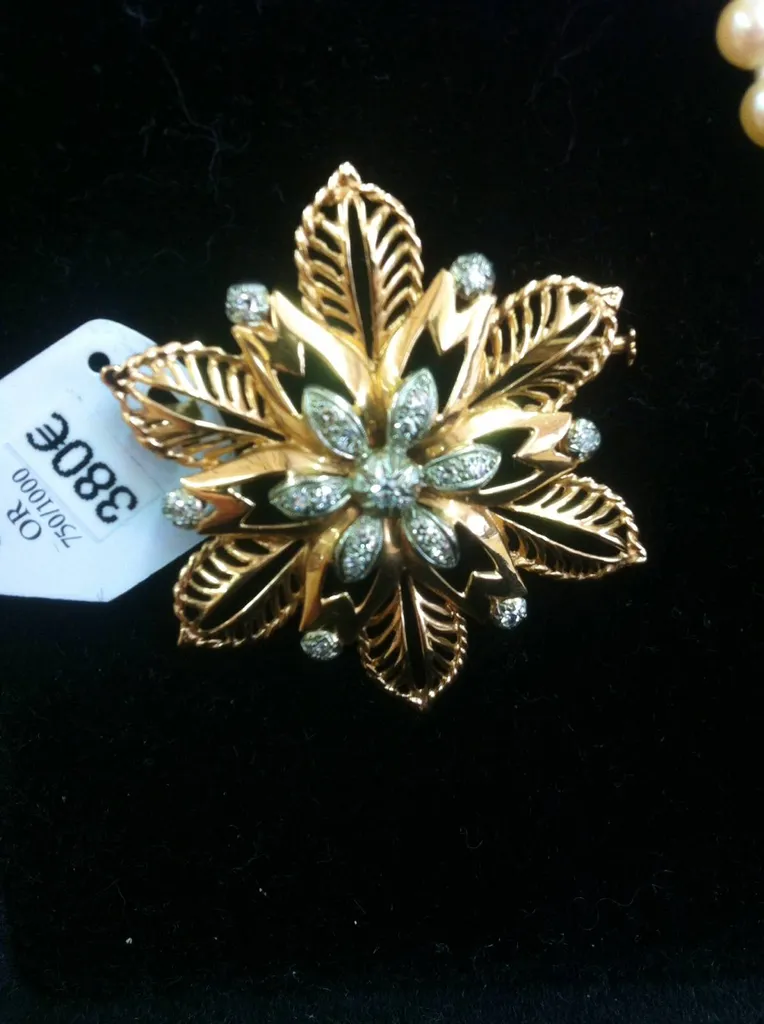 Broche or 750/1000ème et diamants occasion Or Ligne La Teste Bassin d'Arcachon