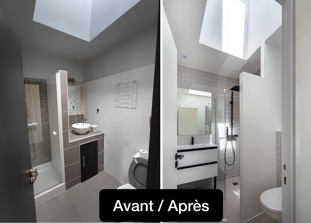 avant après travaux de renovation de Salle de bain élégante à Marseille 13007