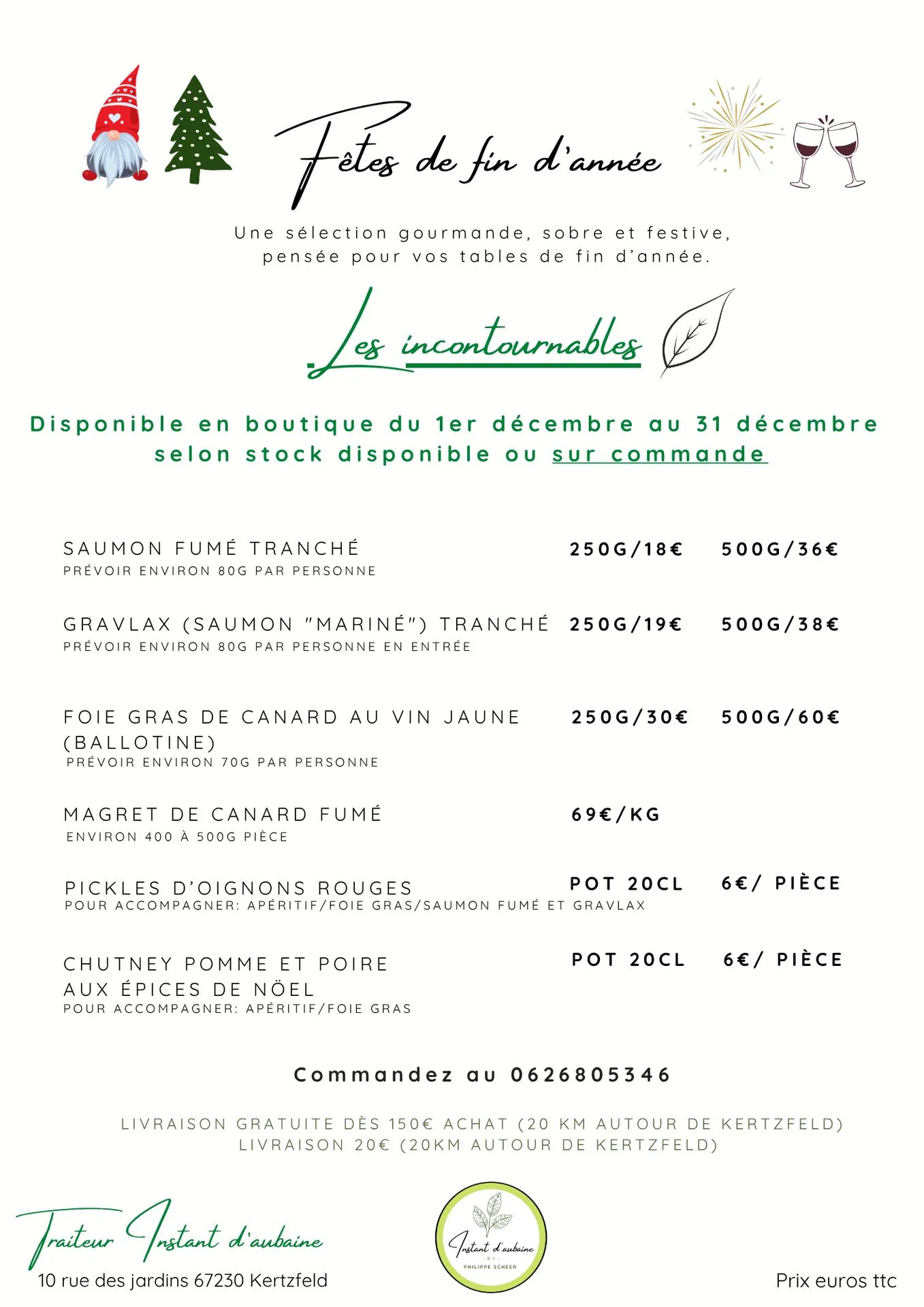 À l’approche de Noël, découvrez la carte 2025 d’Instant d’Aubaine, un traiteur à Kertzfeld qui sublime les fêtes de fin d’année avec élégance.
