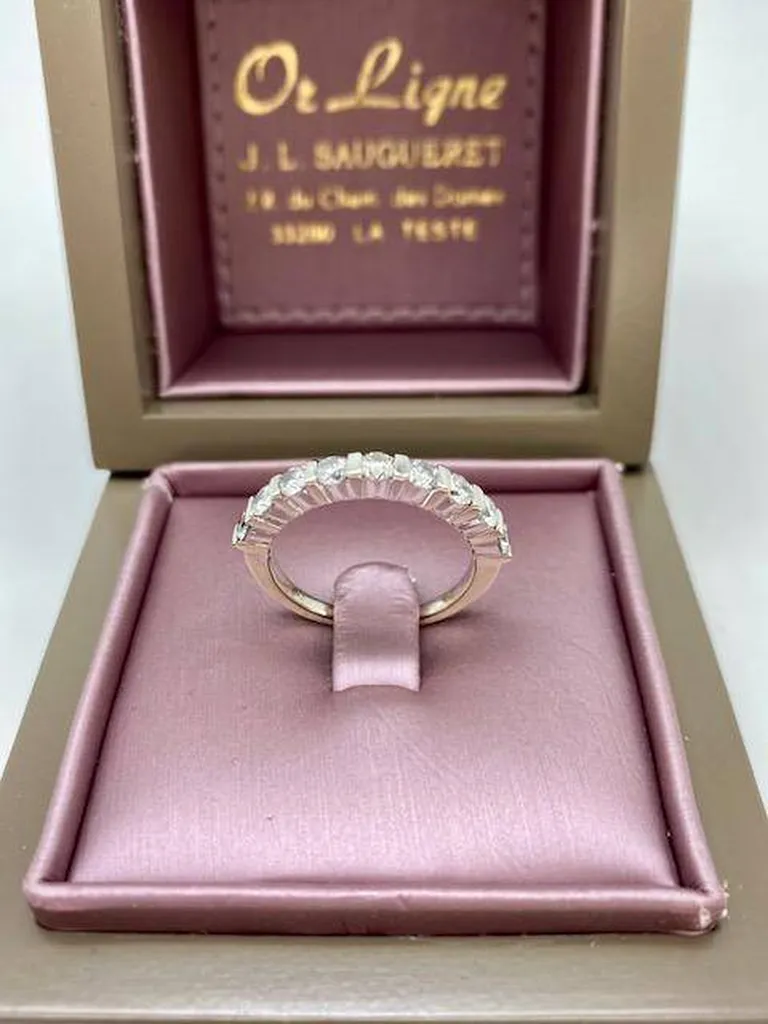 Bague 1/2 alliance diamants or blanc 750/1000ème occasion Or Ligne La Teste Bassin d'Arcachon