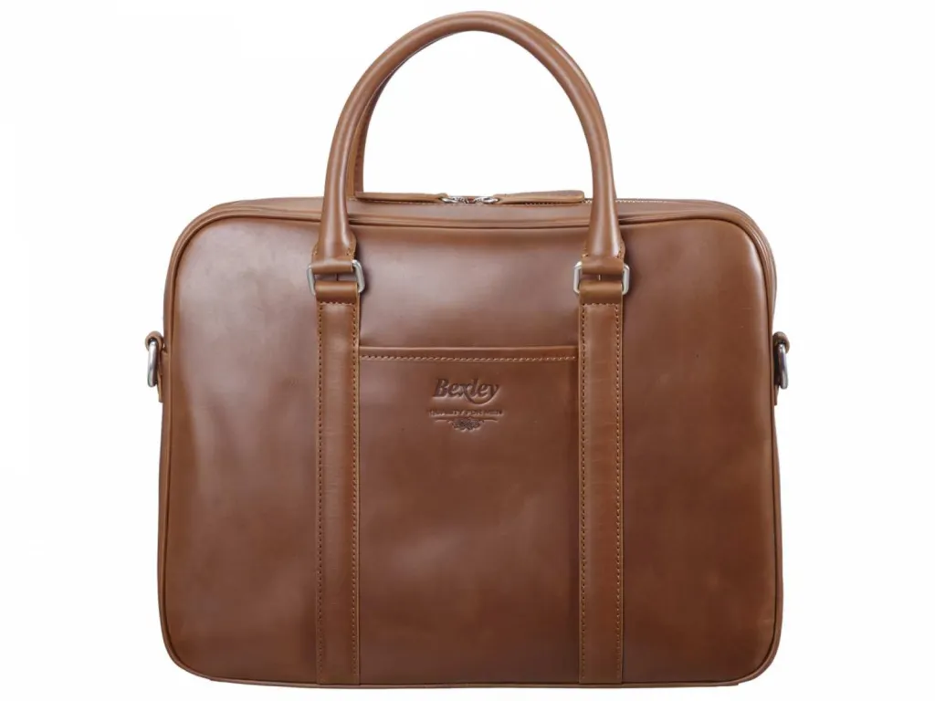 photo maroquinerie, bagagerie cartable homme cuir avec bandoulière Gold - KARLINGTON face