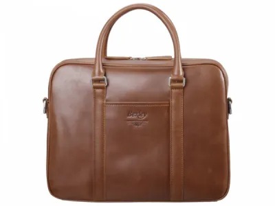 photo maroquinerie, bagagerie cartable homme cuir avec bandoulière Gold - KARLINGTON face