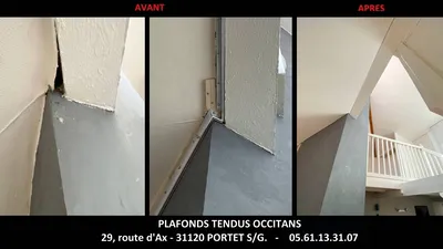  CAGE D'ESCALIER / BUREAU EN MEZZANINE : PLAFONDS IRRÉGULIERS À COLOMIERS Plafonds Tendus Occitans Toulouse