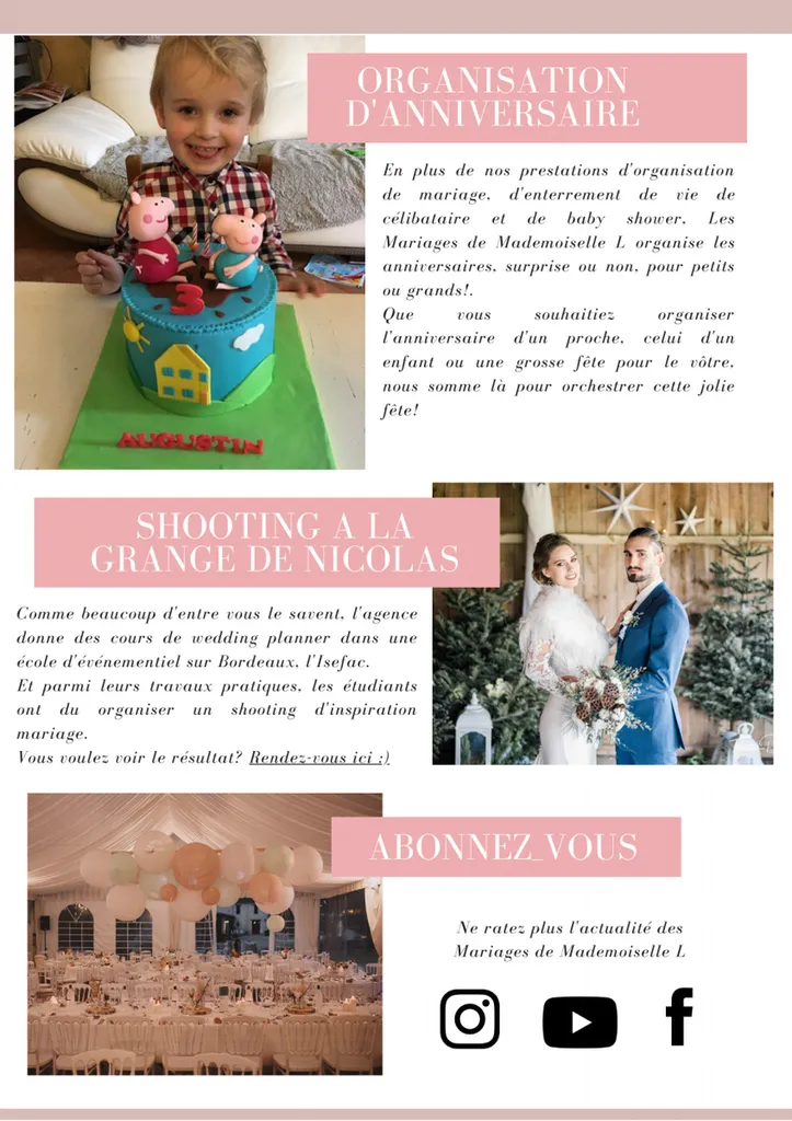 Les Mariages de Mademoiselle L Newsletter