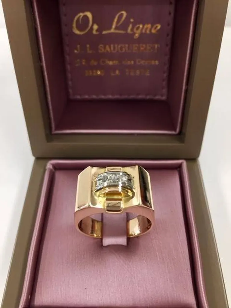 Bague tank or 750/1000ème et diamants occasion Or Ligne La Teste Bassin d'Arcachon