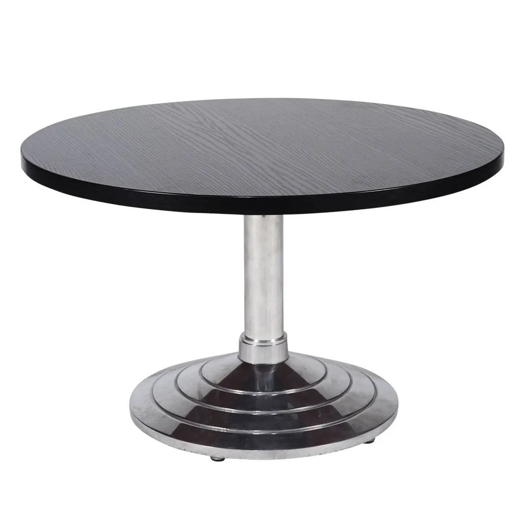 Location table basse ronde noire pour des salons professionnels à Lyon