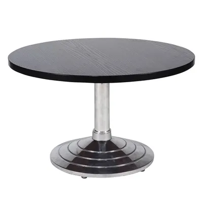 Location table basse ronde noire pour des salons professionnels à Lyon