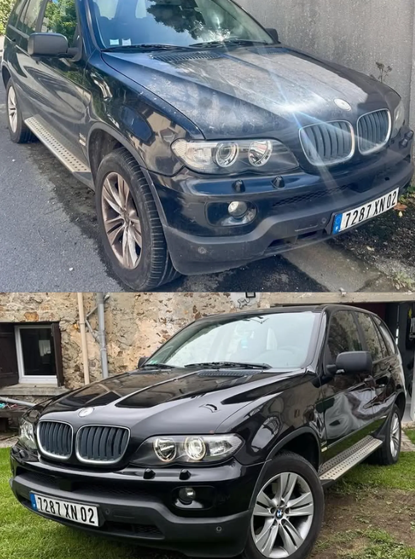 Remise en forme complète BMW X5 E53 avec nettoyage intérieur et lustrage carrosserie à Sancy les Meaux proche de Coulommiers