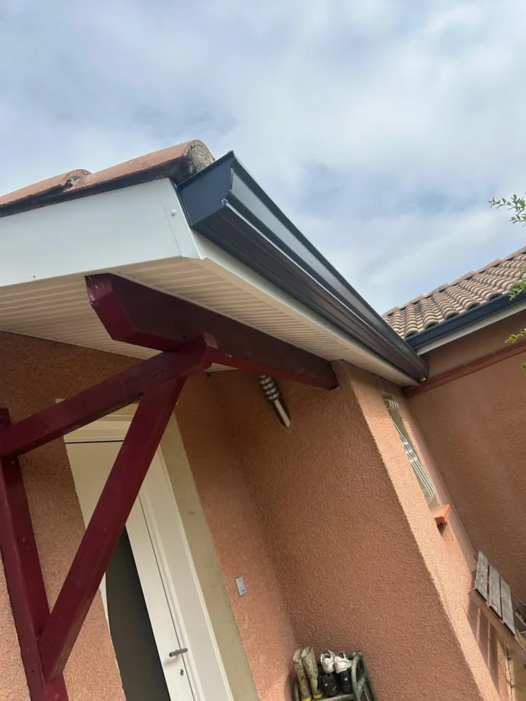 gouttières alu avec planche de rives aluminium et lambris pvc à seysses