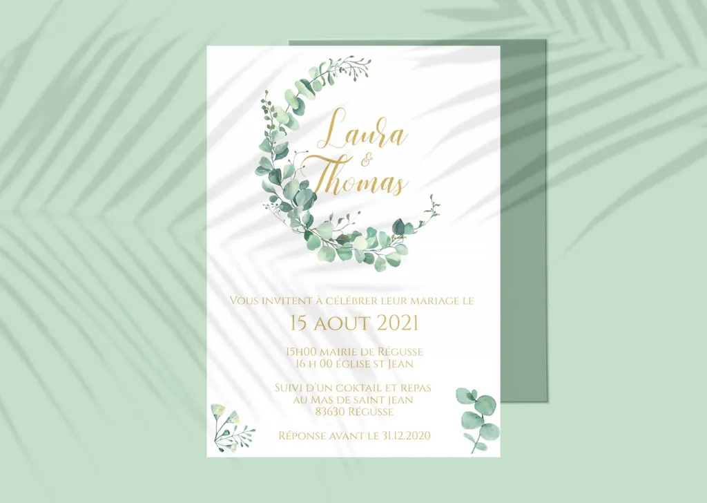 faire part mariage eucalyptus aquarelle original marseille