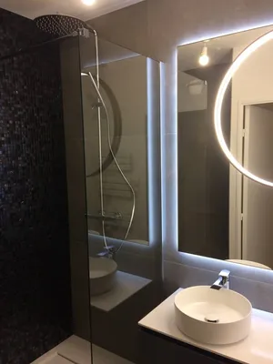 miroir rétroéclairé avec applique led noir