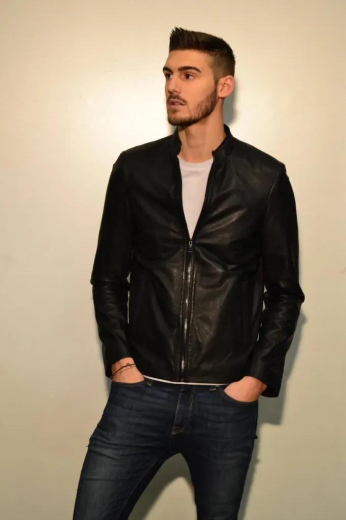 blouson cuir noir Giovanni homme