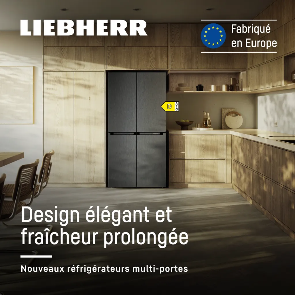 Vente de réfrigérateurs multiportes Liebherr esthétique avec congélateur et tiroir Bio fresh à Saint-Étienne-du-Bois proche de Bourg-en-Bresse