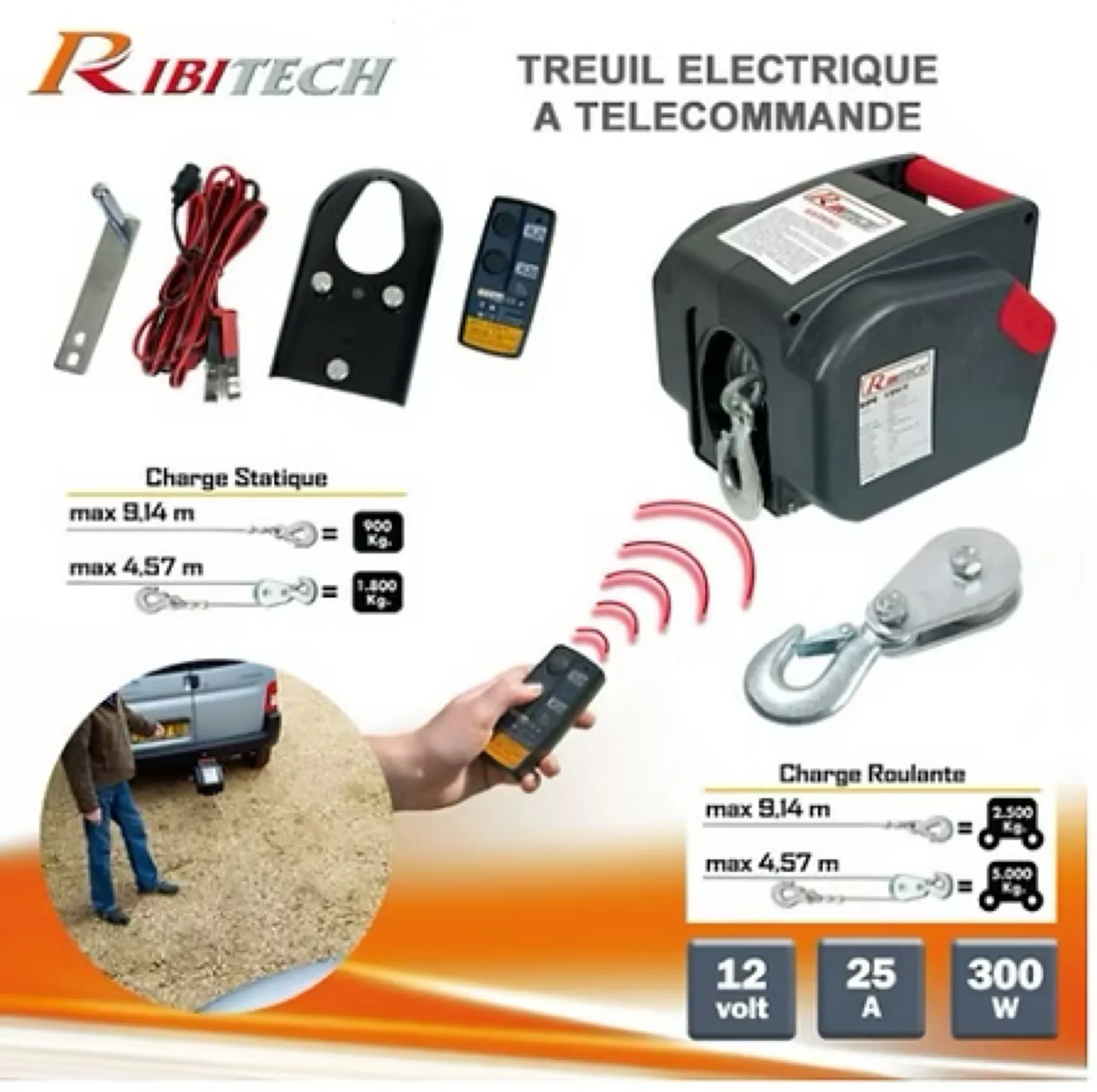 TREUIL ELECTRIQUE 12V 1800 KGS