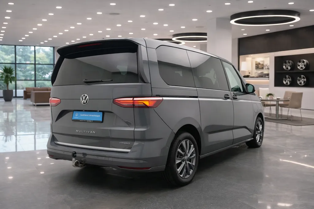 Volkswagen T7 Multivan eHybrid arrière LED design premium 7 places en showroom