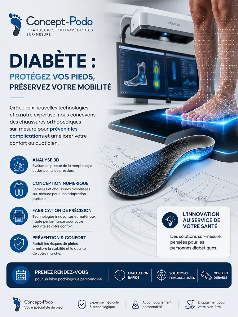 Fabricant de chaussures sur mesure prévention du pied diabétique en Normandie et Île-de-France