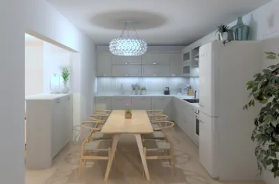 Cuisine sur mesure Arcachon : placage frêne laqué avec poignées inox brossé et électroménager : Fourniture et pose