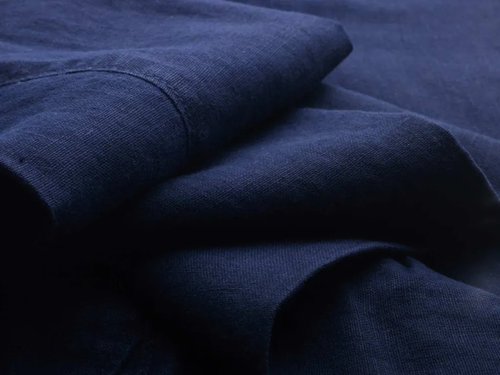 photographe zoom textile 100% lin navy