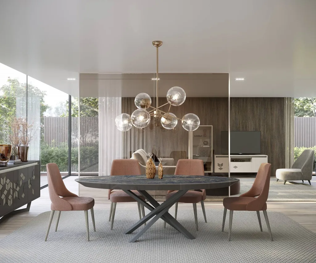 Table de repas avec plateau en céramique et pieds inox hyères vers La Garde 