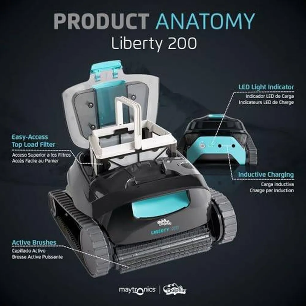 Dolphin LIBERTY 200 - Maytronics - Robot nettoyeur de piscine sans fil - Aquarev' Piscines - Rians 83560