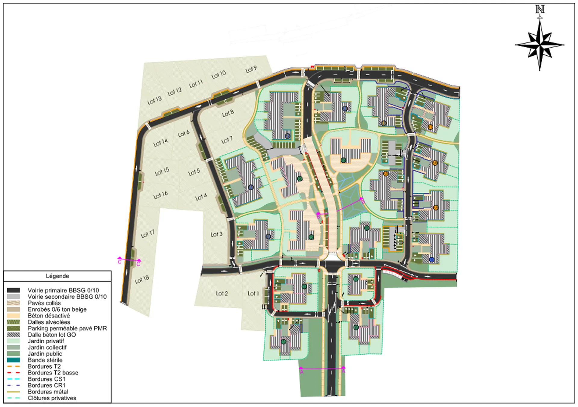 Plan aménagements urbains construction logements et VRD