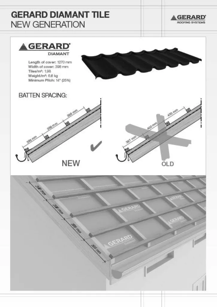 Espacement liteaux Tuile GERARD DIAMANT