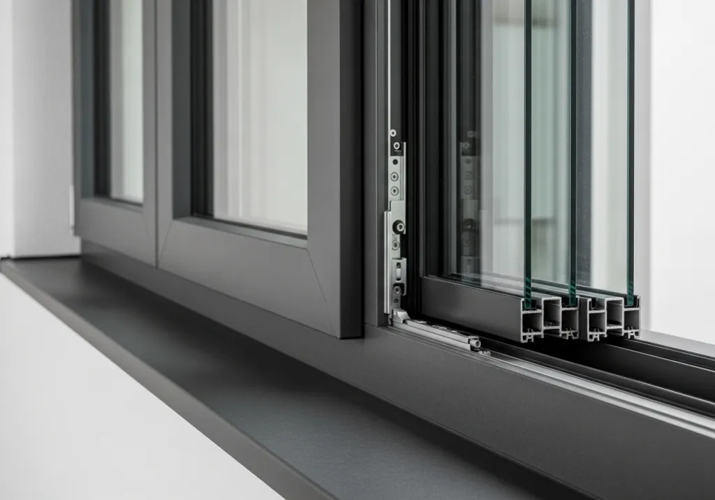 Fenêtres en aluminium ouvrant caché avec triple vitrage et finition anthracite posées à Sète dans l’Hérault 34200