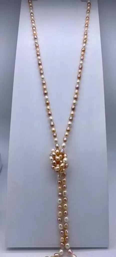 Sautoir perles eau douce rosée occasion Or Ligne La Teste Bassin d'Arcachon