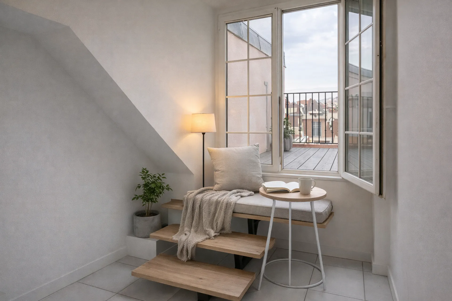 Appartement avec une terrasse  situé au dernier étage d'un immeuble ancien du centre de Saint Germain en Laye entiérement renové