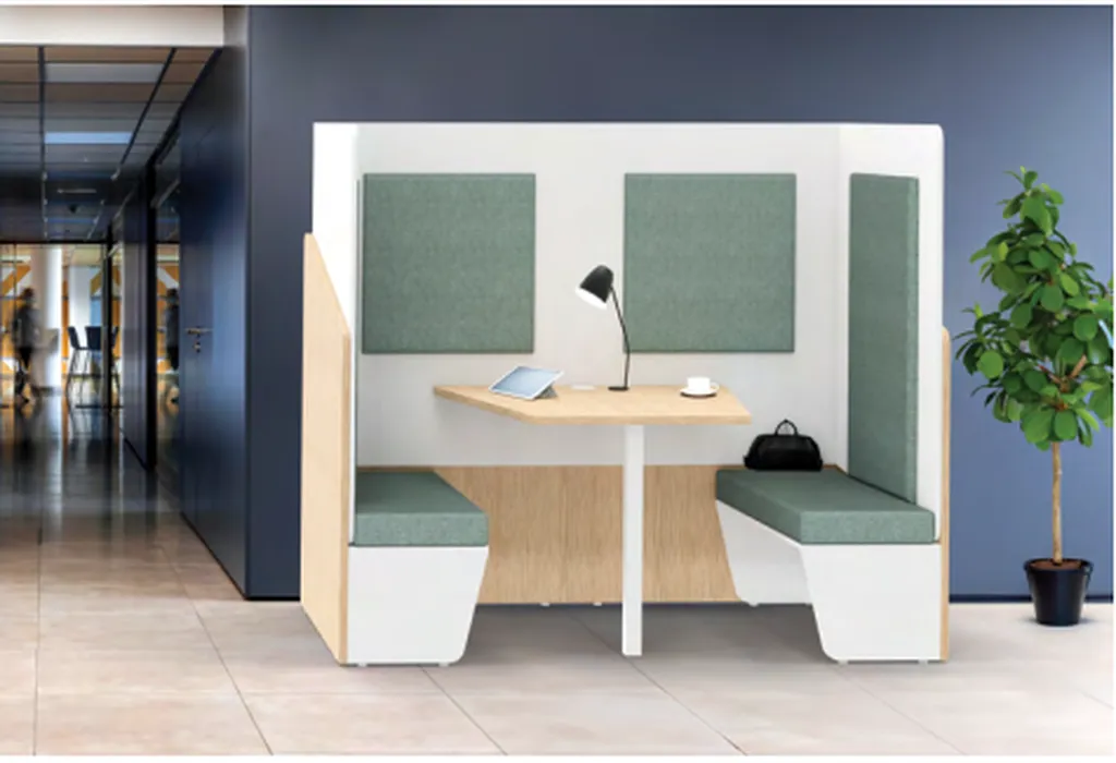 Cabine acoustique CALME avec table et banquettes pour des réunions en petit comité  à Nîmes