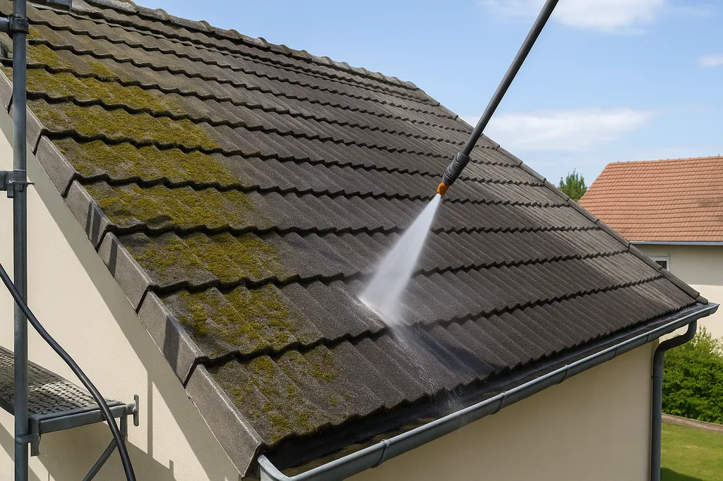 Nettoyage haute pression de toiture béton à Pessac