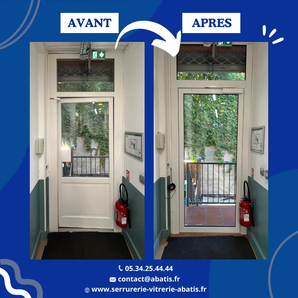 Pose d’une porte K-Line Grand Trafic anglaise blanche RAL 9016 satinée pour sécuriser une école primaire à Toulouse