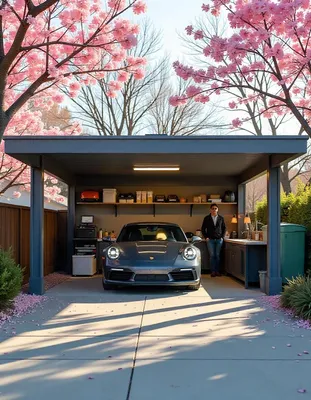 Carport aménagé en atelier bricolage sur le Bassin d'Arcachon