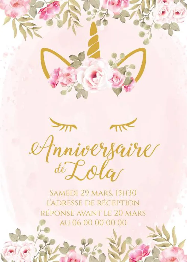 carton invitation anniversaire thème licorne graphiste marseille