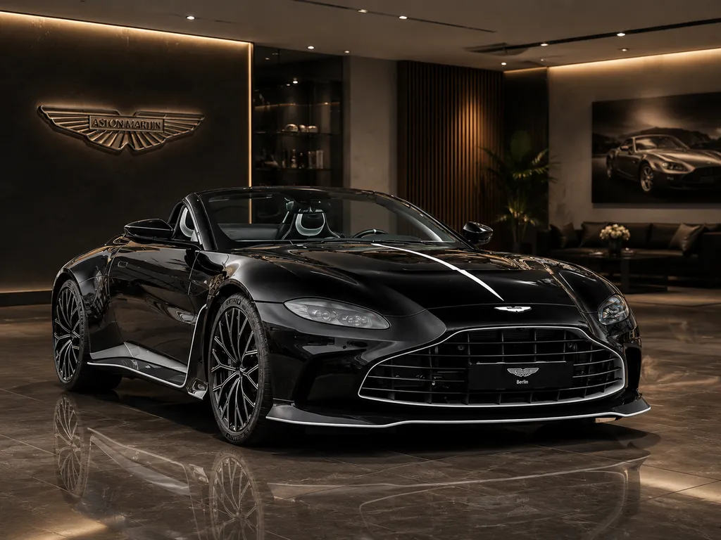 Aston Martin Cabriolet Black Edition en showroom premium de luxe