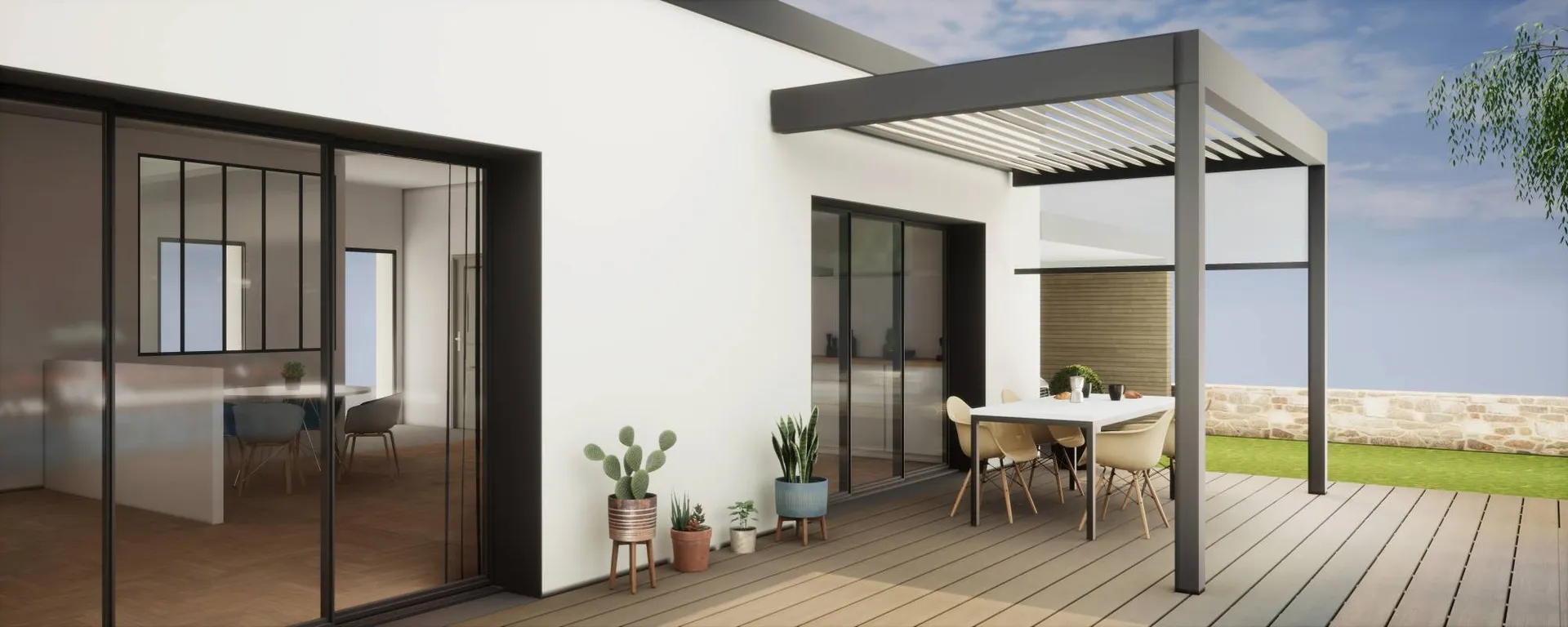 Usimix, votre fabricant installateur VERANDA PERGOLA de l'aire toulonnaise     carport (ou abri de voiture) sur mesure en aluminium près de Toulon 83