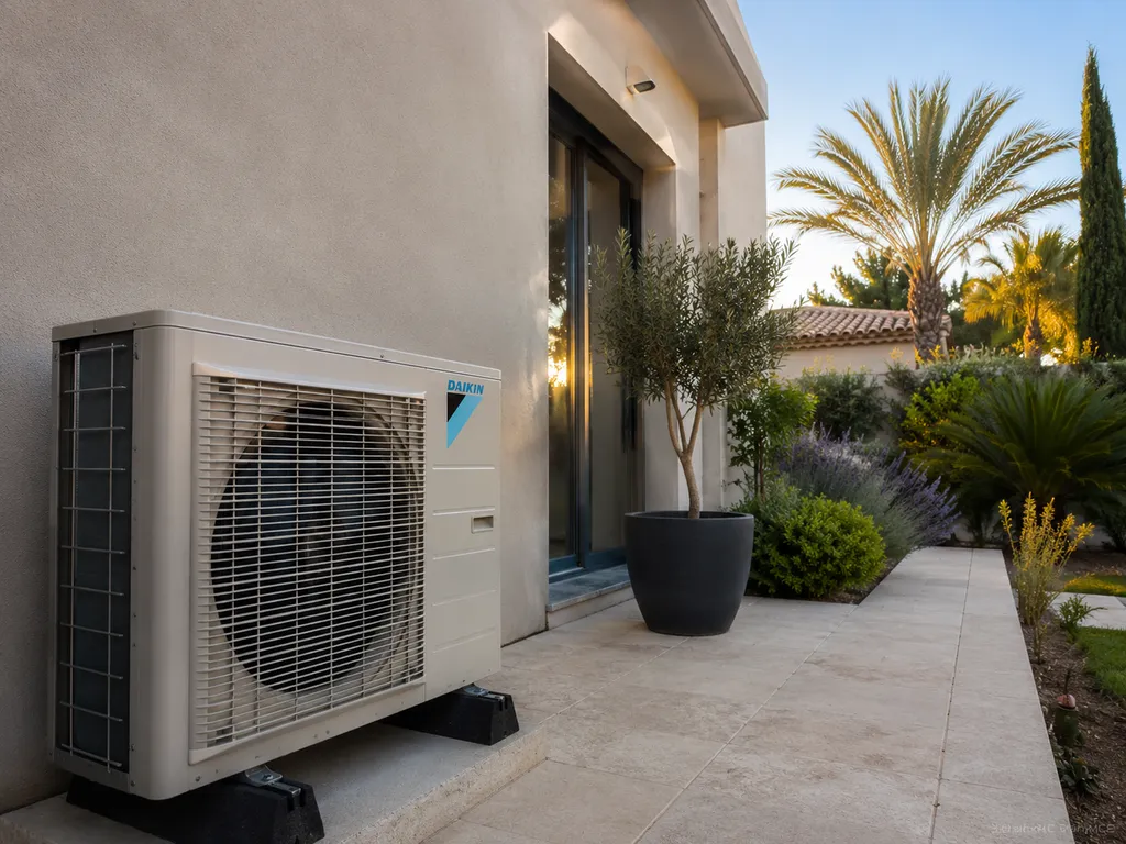 Installation d'une pompe à chaleur air/eau Daikin réalisée par T Industrie à Cannes (06). Une solution performante pour améliorer le confort thermique de votre habitation tout en réduisant votre consommation d'énergie.
