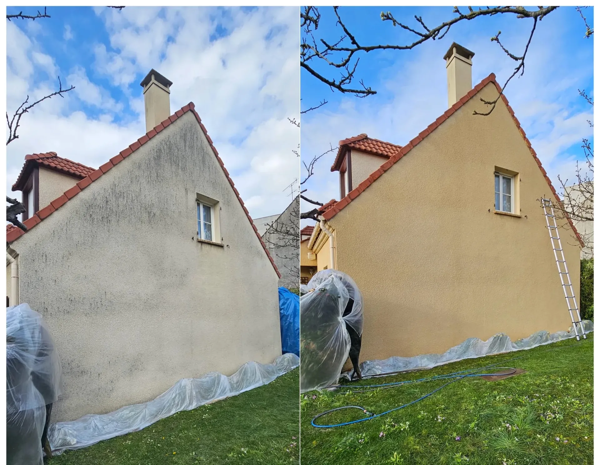 Nettoyage façade avant/après sur Pessac par WY nettoyage