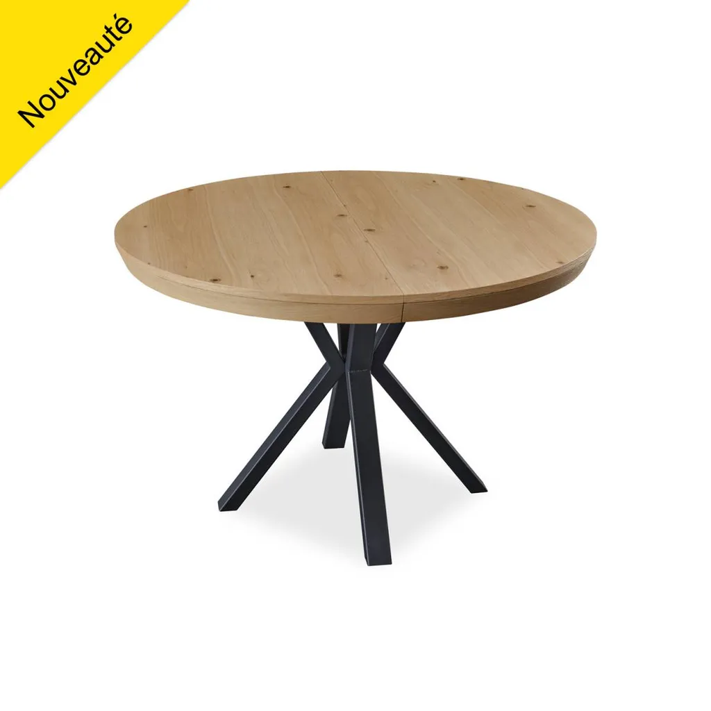 Vente d'une table ronde avec allonge  et pied en croix de fabrication Française